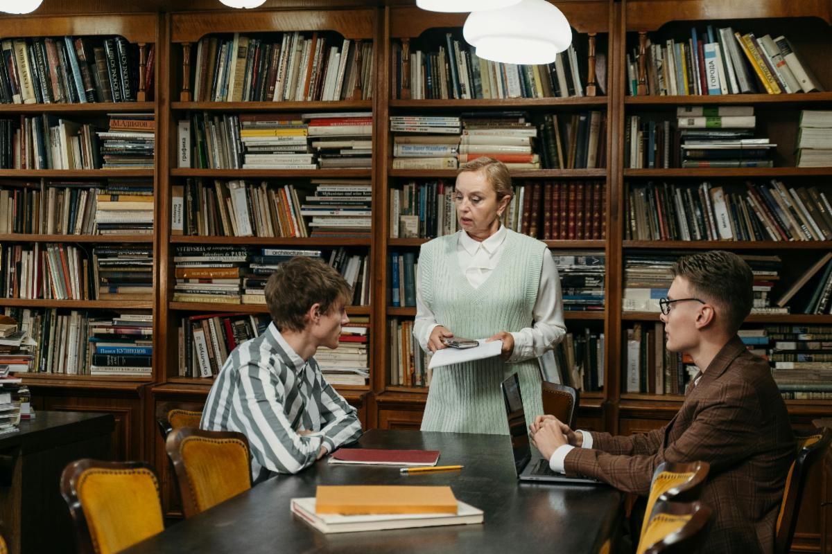 decorative library scene