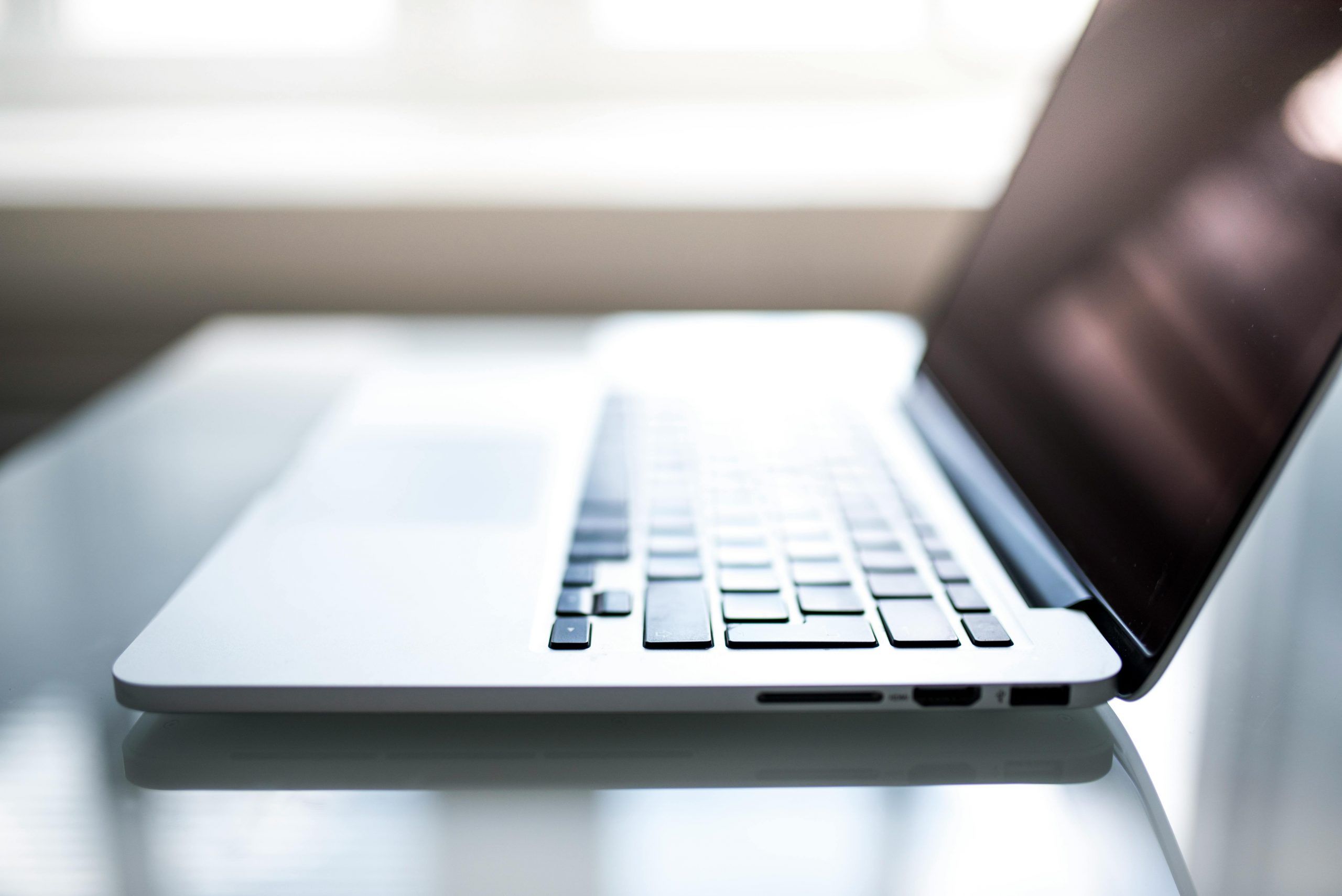 Laptop open on a desk