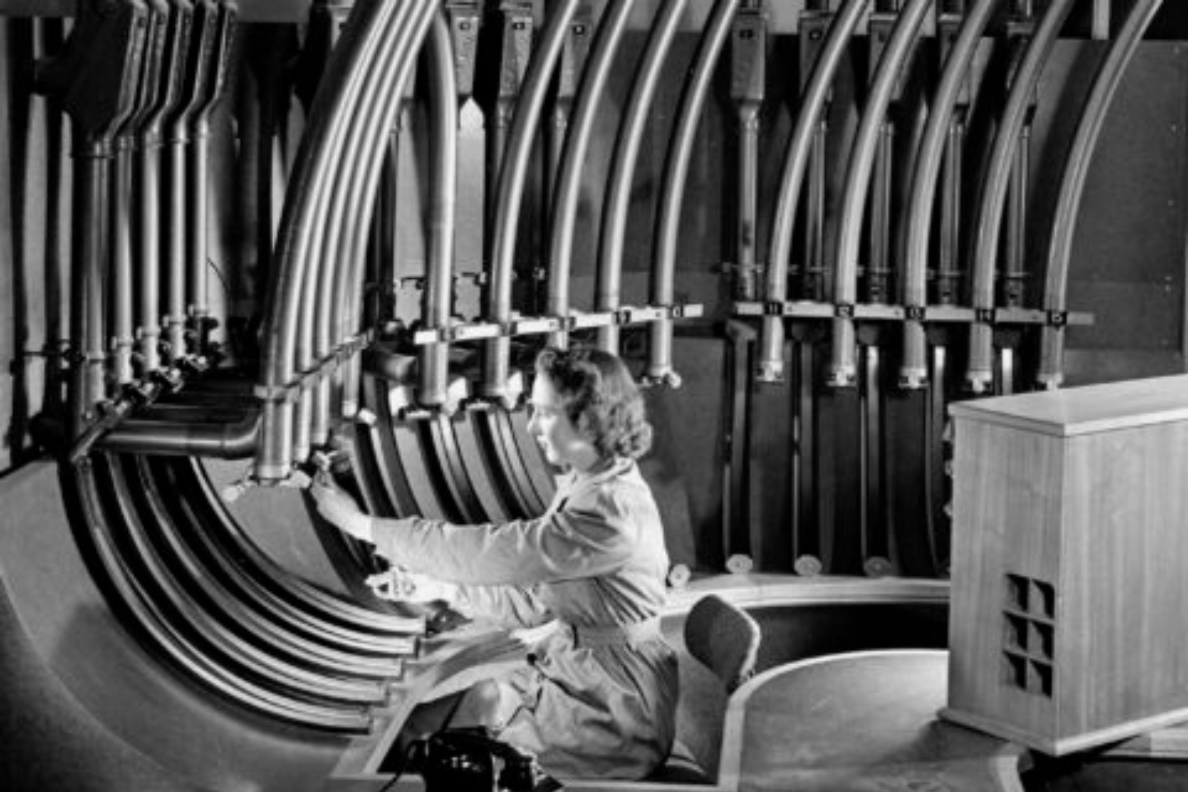 pneumatic tubes at a typewritter factory in 1954