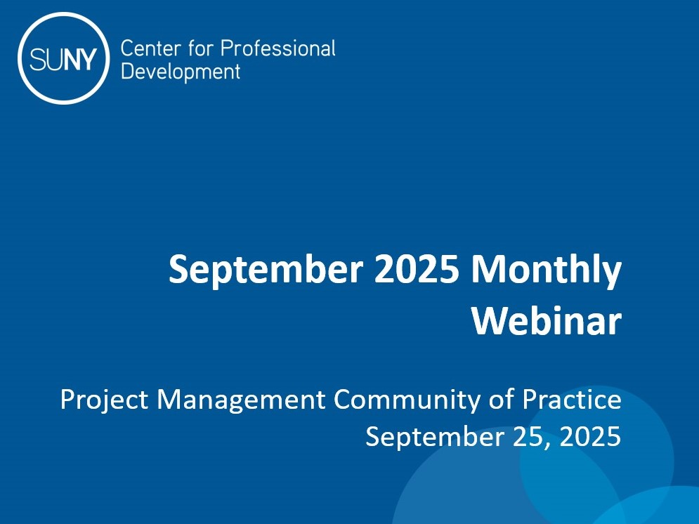 Project Management CoP Monthly Webinar series - September 2025