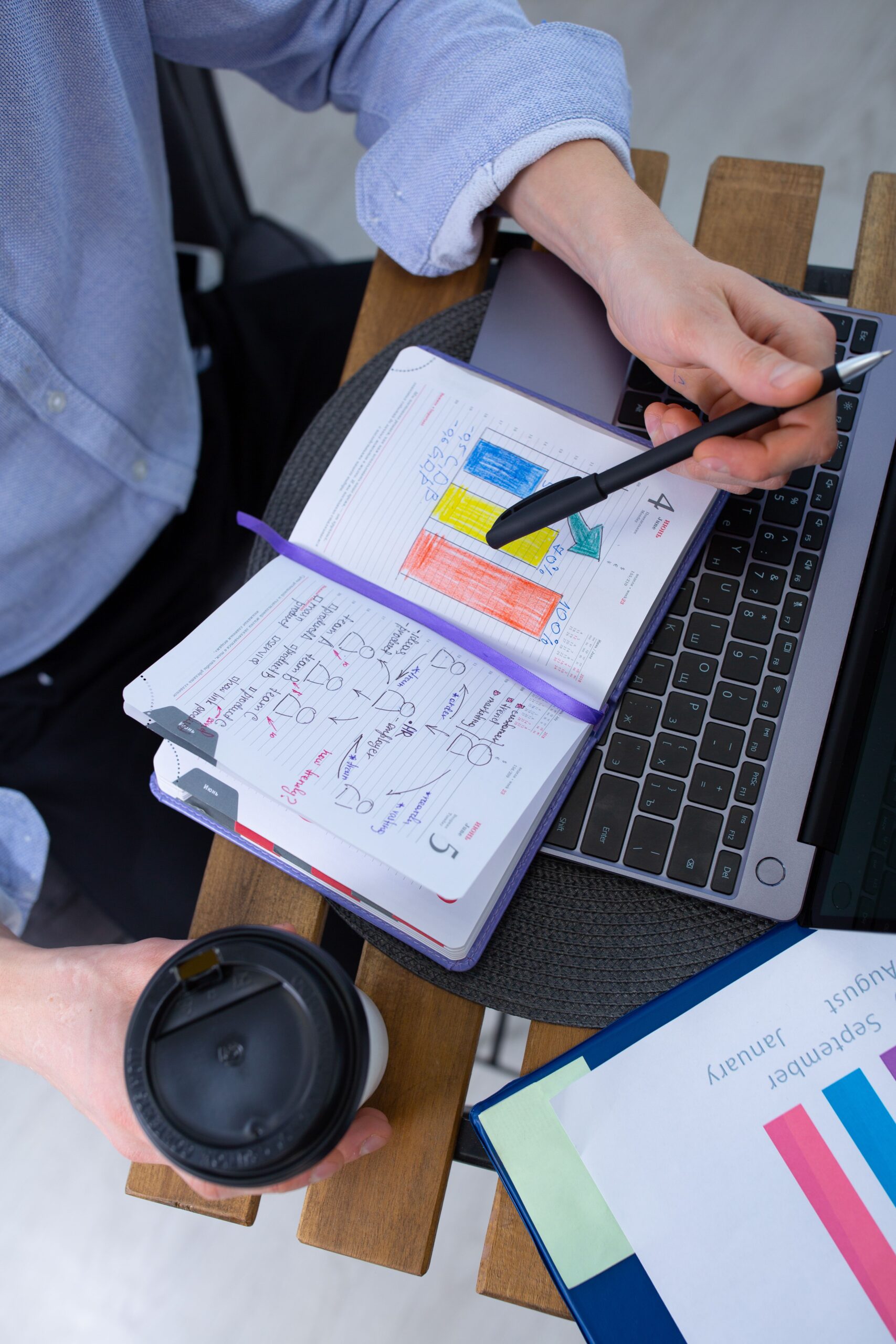 project manager with a planner 