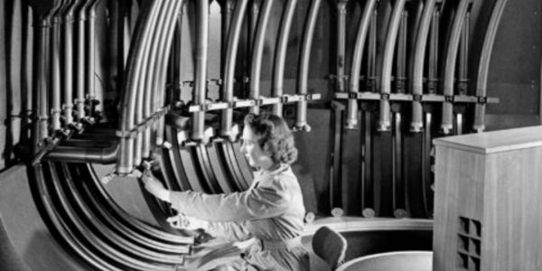 pneumatic tubes at a typewritter factory in 1954